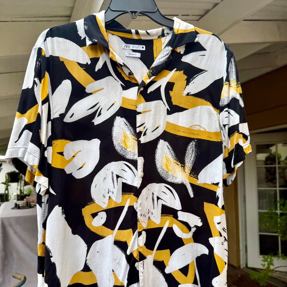 Hitmakers 2025 Stephen Kirk Abstract Print Shirt L Black Yellow White